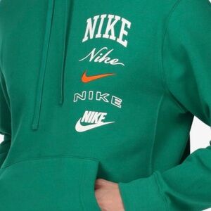 Men’s Nike Green Logo Hoodie | Stacked Swoosh Pullover Sweatshirt